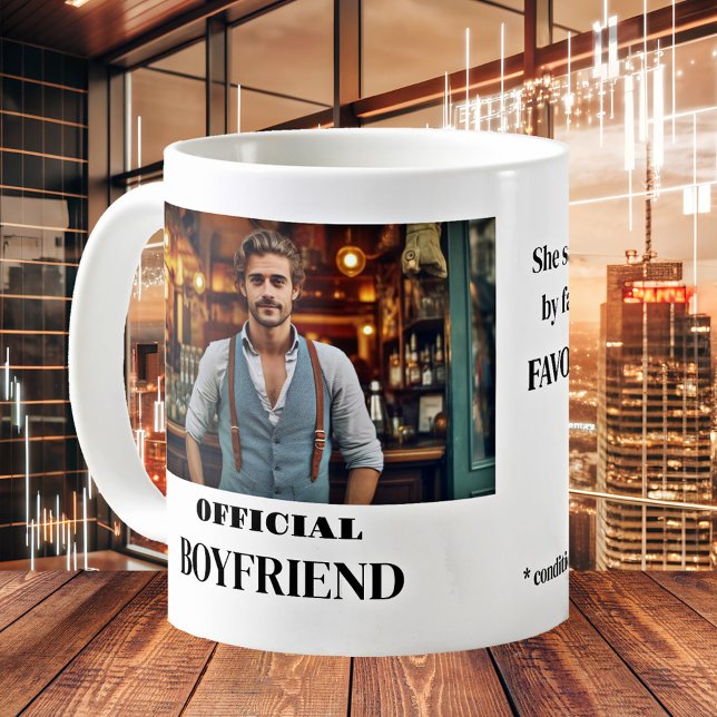 Taza De Café Coffee Mug (Funny minimalist boyfriend mug featuring your custom photos and texts.)