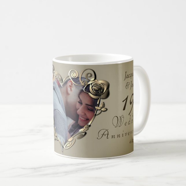 Taza De Café Coffee Mug, 8.19° aniversario del Boda (Anverso derecho)