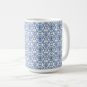 Taza De Café Coffee Mug-Blue Damask