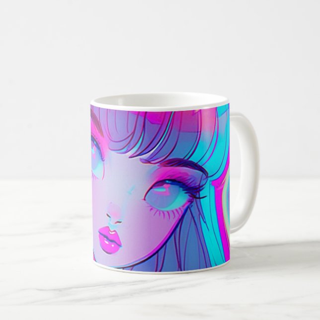Taza De Café Coffee Mug, Chica de Cute Neon Anime (Anverso derecho)