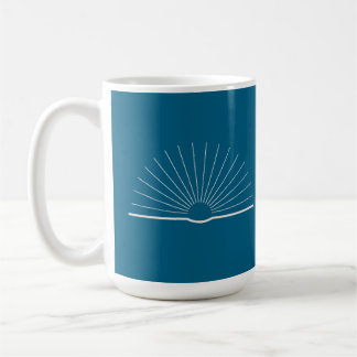 Taza De Café Coffee Mug CMEC - 15 onzas, turquesa con blanco