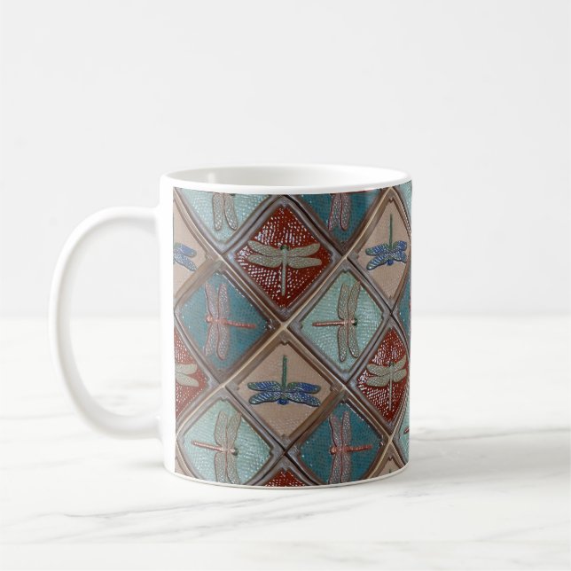 Taza De Café Coffee Mug con azulejos de Dragonfly Diseño (Izquierda)