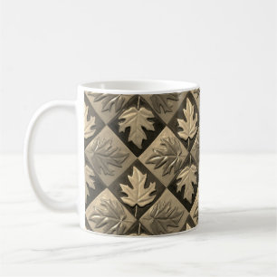 Taza De Café Coffee Mug con diseño de hoja de arce Sepia
