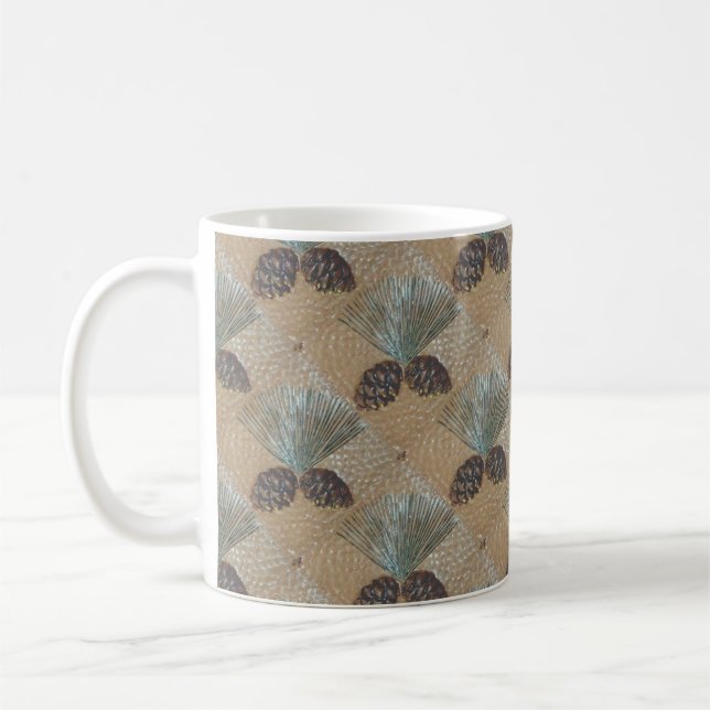 Taza De Café Coffee Mug con diseño de pinecone (Izquierda)