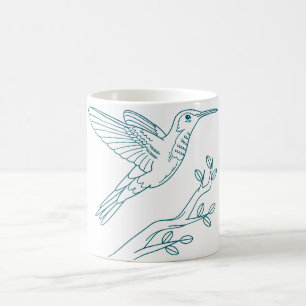 Taza De Café Coffee Mug De Cefalea De Colibrí Dibujada A Mano