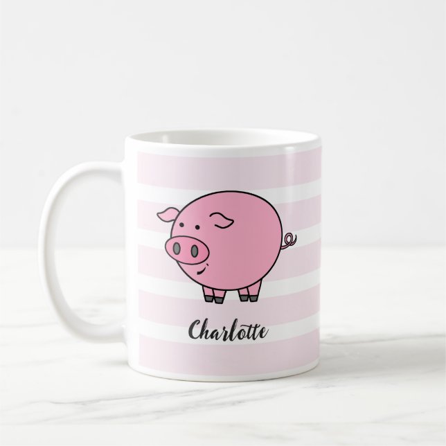 Taza De Café Coffee Mug de diseño de cerdo rosa (Izquierda)