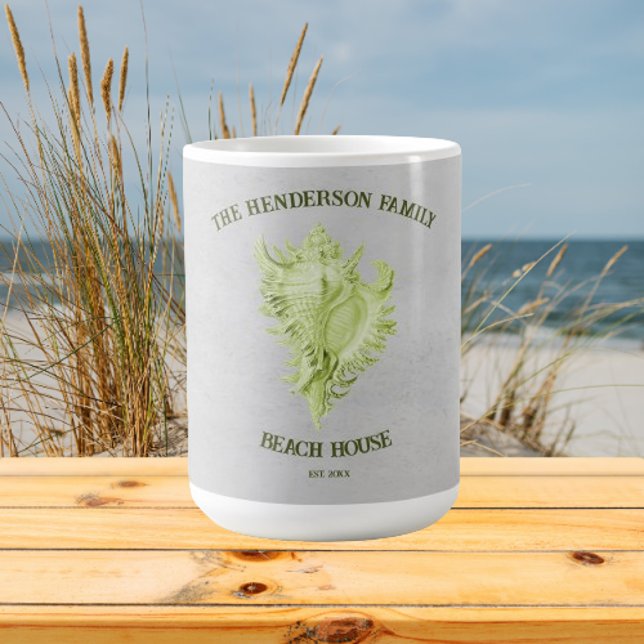 Taza De Café Coffee Mug de Green Conch (Green Conch Shell Personalized Coffee Mug)