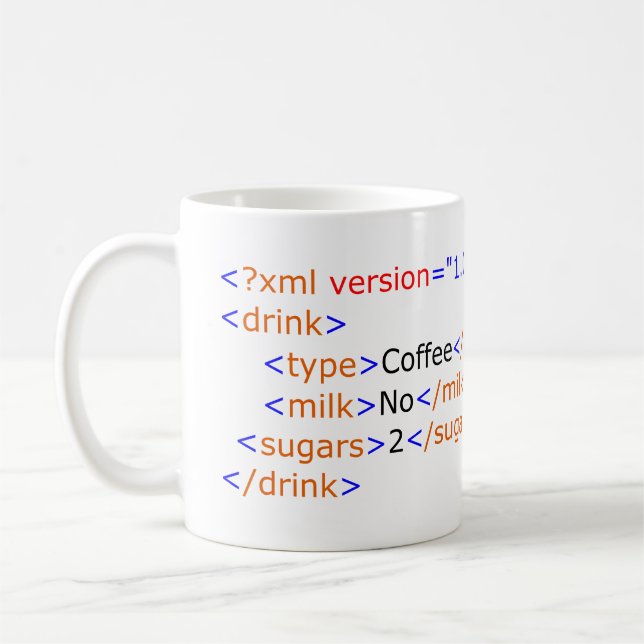 Taza De Café Coffee Mug de programación XML (Izquierda)