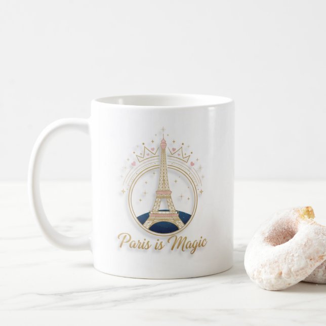 Taza De Café Coffee Mug - Elegant paris Eiffel Tower (Con donut)