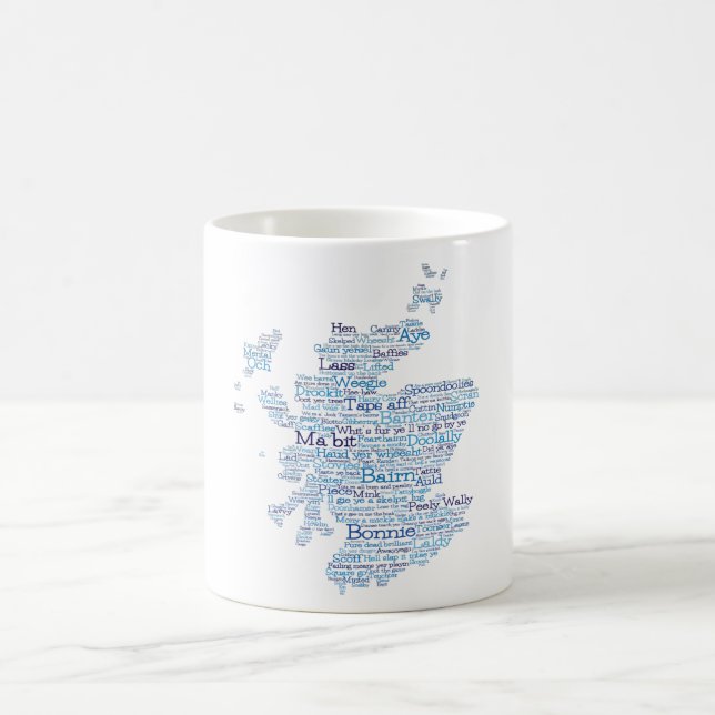 Taza De Café Coffee Mug en jerga escocesa Mapa de palabras (Centro)