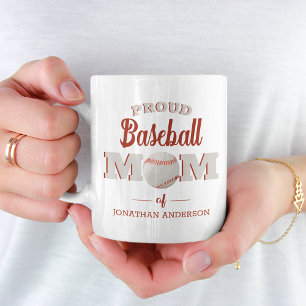 Taza De Café Coffee Mug, madre de béisbol orgullosa y personali