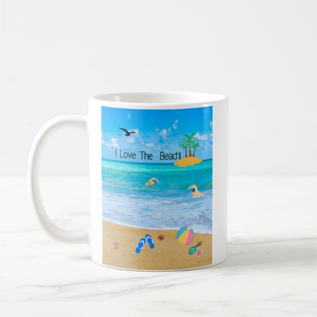 Taza De Café Coffee Mug Me Encanta La Playa (Izquierda)