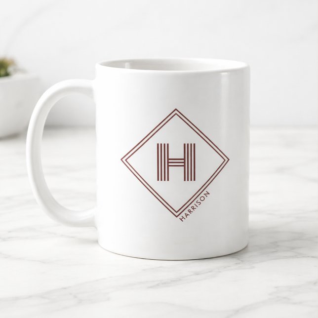 Taza De Café Coffee Mug | Modern Geometric Monogram Initial (Subido por el creador)