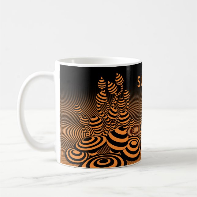 Taza De Café Coffee mug naranja Magic Mushrooms cerámica. (Izquierda)
