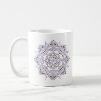 Taza De Café Coffee Mug Original Mandala Design 2-sided Purple