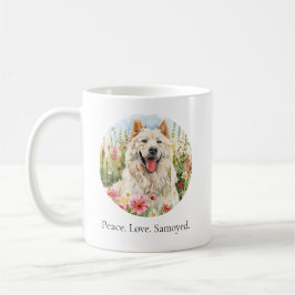 Taza De Café Coffee Mug – Peace Love Samoyed Watercolor Mug