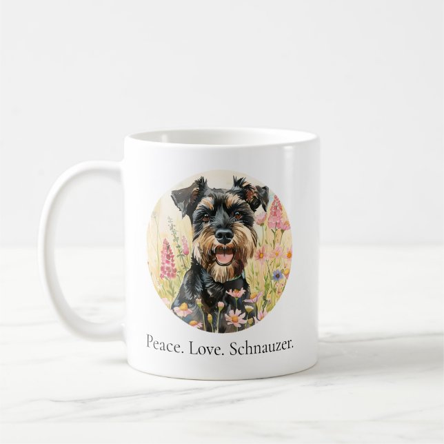 Taza De Café Coffee Mug – Peace Love Schnauzer Dog Mug (Izquierda)