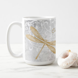 Taza De Café Coffee Mug personalizado de la libélula de oro