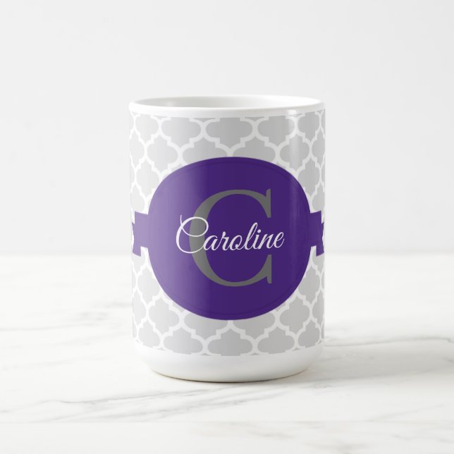 Taza De Café Coffee Mug personalizado púrpura de quatrefoil (Centro)