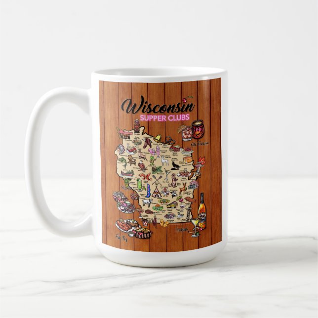 Taza De Café Coffee Mug - Wisconsin Supper Club Map (Izquierda)