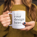 Taza De Café Coffee Mug Your Design Upload<br><div class="desc">Una plantilla de personalizado fácil de usar que te permite subir tu propia obra de arte desde tu equipo! Personalizar más allá en Zazzle con imágenes y texto o cargar cualquier archivo de arte (como tu propia creación de Photoshop o Canva)! ¡Las posibilidades son infinitas para cualquier propósito o necesidad...</div>
