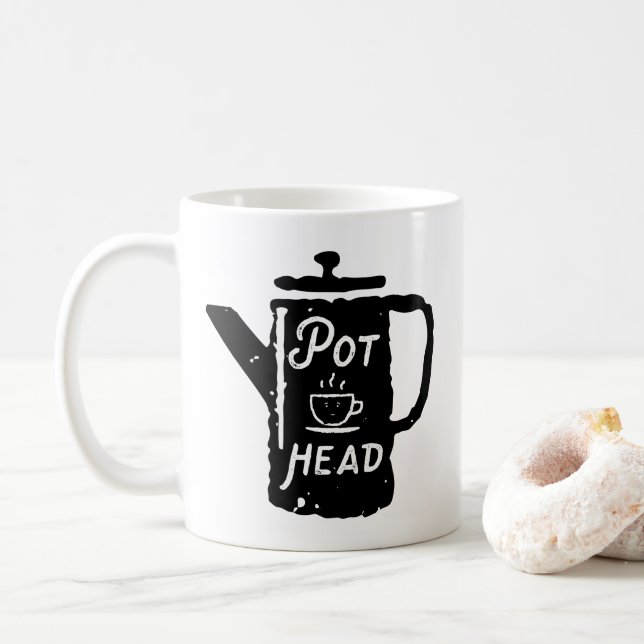 Taza De Café Coffee Pot Head - Coffee Funny (Con donut)