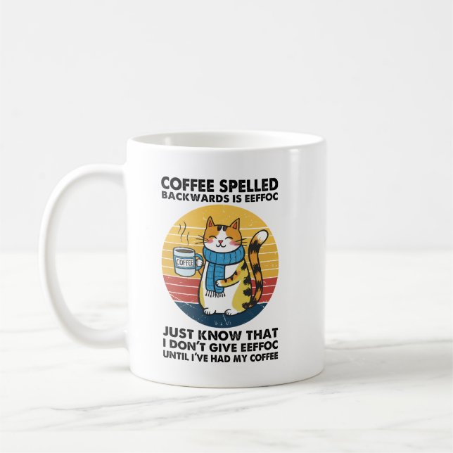 Taza De Café Coffee Spelled Backwards Is EEFFOC – Funny Caffein (Izquierda)