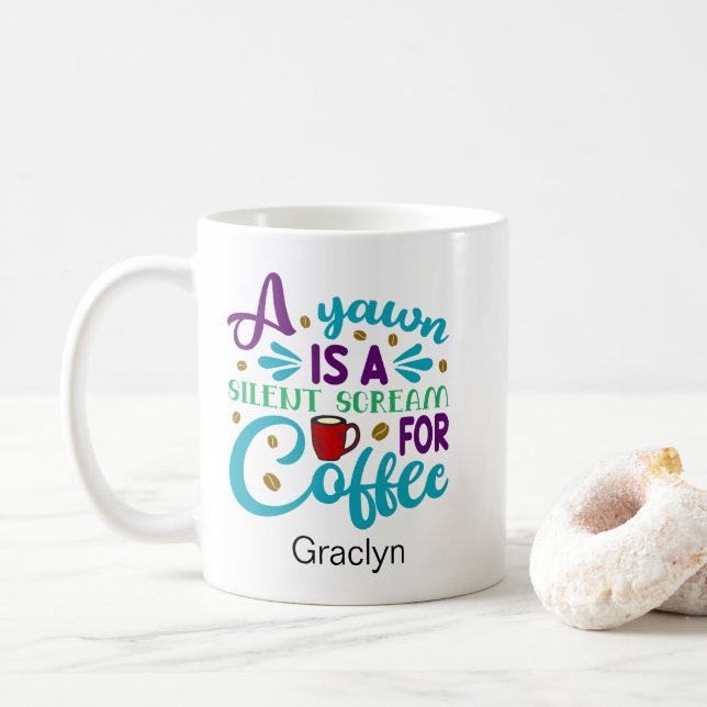 Taza De Café Coffee Yawn divertido (Con donut)