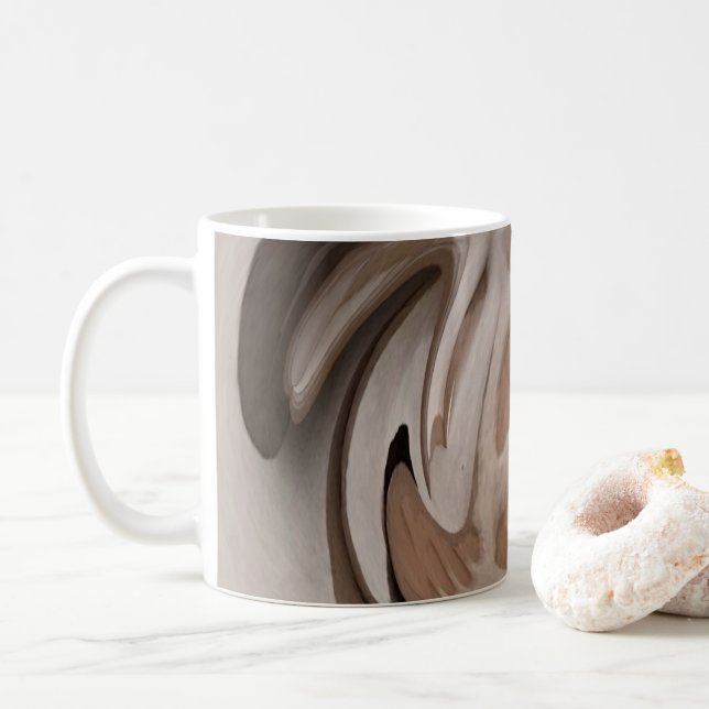 Taza De Café "Coffelicious" en sombras del marrón y del abstra (Con donut)