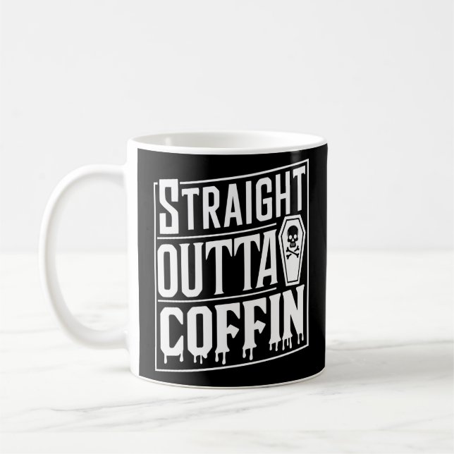 Taza De Café Coffin De Salida Directa Gracioso Vampiro Hallowee (Izquierda)