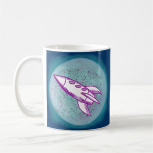 Taza De Café Cohete Luna Púrpura