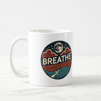 Taza De Café Cohete retro: Respira y alcanza la luna