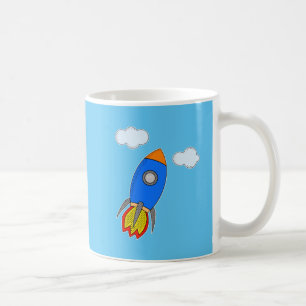 Taza De Café Cohetes Personalizado En Cielo Azul