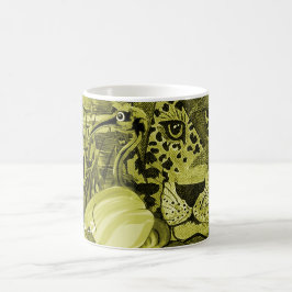 Taza De Café Cojín de arbusto leopardo oliva