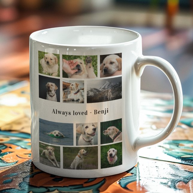 Taza De Café Colage de Fotos Amante de los Perros (Dog lovers custom mug with photo template.)