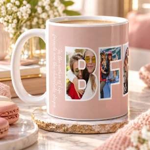Taza De Café Colage de fotos de amigas Chic tendencia Rosa Cita