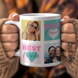 Taza De Café Colage de fotos de amistad BFF Corazón