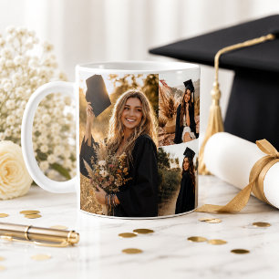 Taza De Café Colage de Fotos de Graduación Gorra y Toga