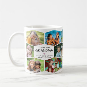 Taza De Café Colage de fotos de la abuela 14 Patrón de hexágono
