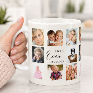 Taza De Café Colage de fotos de mamá en marfil crema