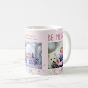 Taza De Café Colage de Fotos de Navidad Sé Alegre Copos de Niev