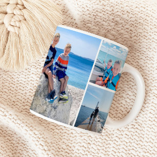 Taza De Café Colage de Fotos de Papá y Niños con Envoltura Comp