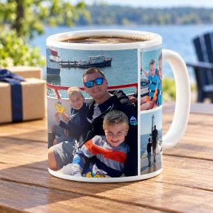 Taza De Café Colage de fotos de papá y niños Full Wrap