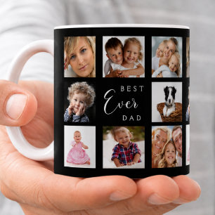 Taza De Café Colage de fotos del padre en negro