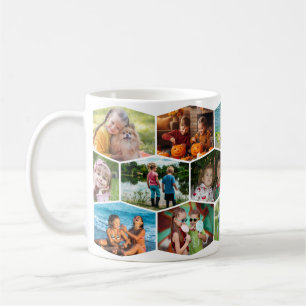 Taza De Café Colage de fotos Hexágono 16 Patrón moderno envolve