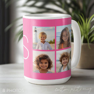 Taza De Café Colage de Fotos Monograma de Instagram Rosa Calien