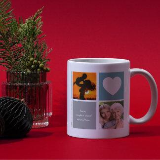 Taza De Café Colage de Fotos Personalizado con Mensaje Sentimen