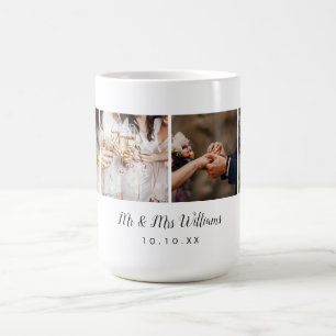 Taza De Café Colage de historia de 4 fotos de boda personalizad