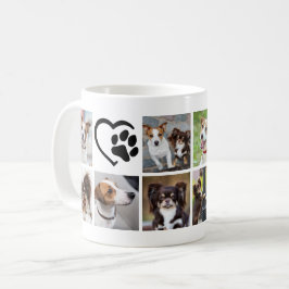 Taza De Café Colage simple de 10 fotos de perro con huella de p