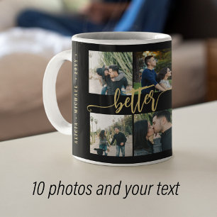 Taza De Café Colaje de 10 fotos personalizadas con tu texto